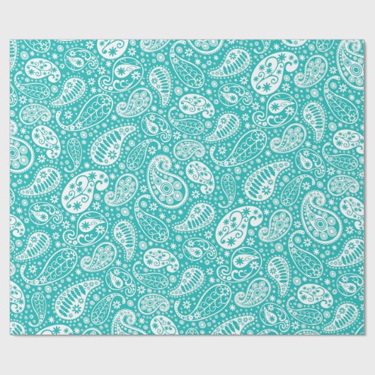 Aqua Floral Paisely Pattern Cadeaupapier (Vlak)