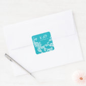 Aqua Floral Paisley White Peacock Wedding Favor Vierkante Sticker (Envelop)