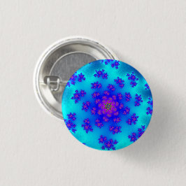 Aqua Floral Sprinkles Ronde Button 3,2 Cm