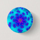 Aqua Floral Sprinkles Ronde Button 3,2 Cm (Voorkant)
