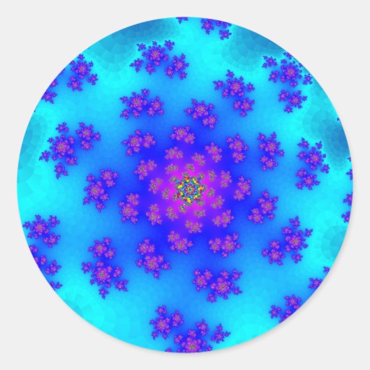 Aqua Floral Sprinkles Ronde Sticker (Voorkant)