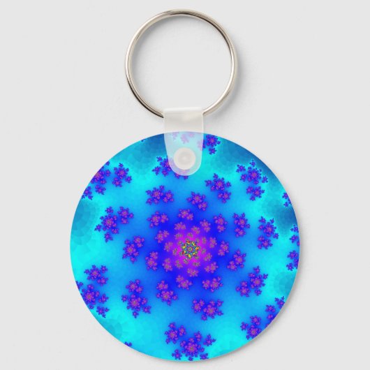 Aqua Floral Sprinkles Sleutelhanger (Voorkant)