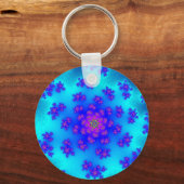 Aqua Floral Sprinkles Sleutelhanger (Voorkant)