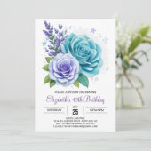 Aqua Floral Surprise 40e verjaardag Kaart (Staand voorkant)