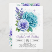 Aqua Floral Surprise 40e verjaardag Kaart (Voorkant / Achterkant)