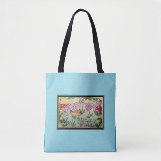 Aqua Floral Tote Bag (Voorkant)