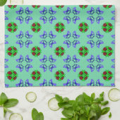 Aqua Floral Towel Theedoek (Gevouwen)