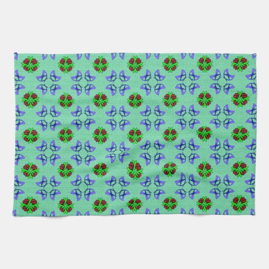 Aqua Floral Towel Theedoek (Horizontaal)