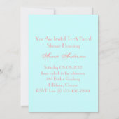 Aqua Floral Vrijgezellenfeest Tea Party uitnodigin Kaart (Achterkant)