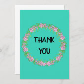 Aqua Floral Wreath Hartelijk dank Bedankkaart (Voorkant / Achterkant)