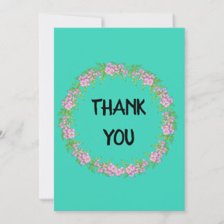 Aqua Floral Wreath Hartelijk dank Bedankkaart