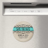 Aqua Flourish Border Save the Date Magnet (Insitu (Vaatwasser))
