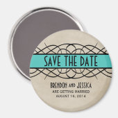 Aqua Flourish Border Save the Date Magnet (Voorkant / Achterkant)