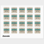 Aqua Flourish Border Save the Date Stickers (Vel)