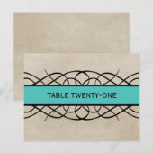 Aqua Flourish Border Table Number Briefkaart (Voorkant / Achterkant)