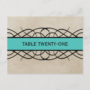 Aqua Flourish Border Table Number Briefkaart