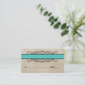 Aqua Flourish Border Wedding Place Card Plaatskaartje (Staand voorkant)