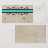 Aqua Flourish Border Wedding Place Card Plaatskaartje (Voorkant / Achterkant)