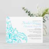 Aqua Flourish Bridal Shower Invitations Kaart (Staand voorkant)