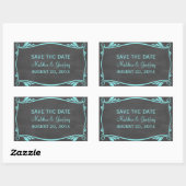 Aqua Flourish Chalkboard Save the Date Stickers (Vel)