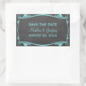 Aqua Flourish Chalkboard Save the Date Stickers (Tas)