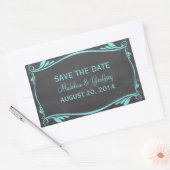Aqua Flourish Chalkboard Save the Date Stickers (Envelop)