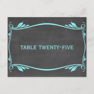 Aqua Flourish Chalkboard Table Number Briefkaart