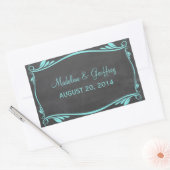 Aqua Flourish Chalkboard Wedding Stickers (Envelop)