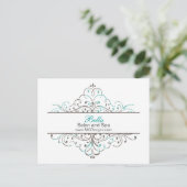 Aqua Flourish Personalized Business Stationery Briefkaart (Staand voorkant)