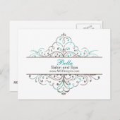 Aqua Flourish Personalized Business Stationery Briefkaart (Voorkant / Achterkant)