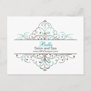 Aqua Flourish Personalized Business Stationery Briefkaart
