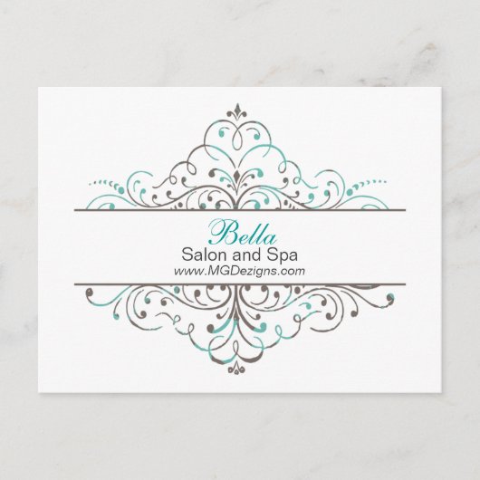 Aqua Flourish Personalized Business Stationery Briefkaart (Voorkant)