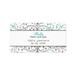 Aqua Flourish Personalized Business Stationery Etiket