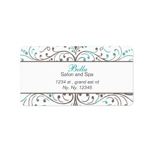 Aqua Flourish Personalized Business Stationery Etiket (Voorkant)