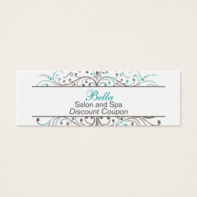 Aqua Flourish Personalized Business Stationery Mini Visitekaartjes (Voorkant)