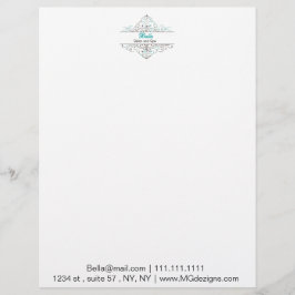 Aqua Flourish Personalized Business Stationery Persoonlijk Briefhoofd