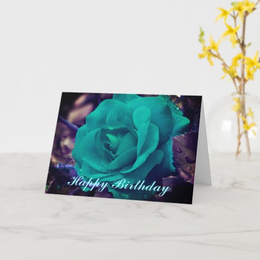 Aqua Flower Photography Birthday Kaart (Gele Bloem)