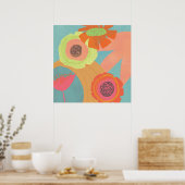 Aqua Flower Pop - poster (Keuken)