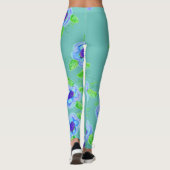 Aqua Flowered Leggings (Achterkant)