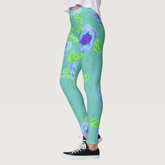 Aqua Flowered Leggings (Links)