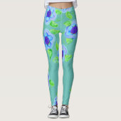 Aqua Flowered Leggings (Voorkant)