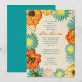 Aqua Flowers Baptism Christening Aangepaste Uitnod Kaart (Voorkant / Achterkant)