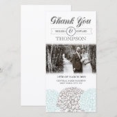  Aqua Flowers Dank u bruiloft fotokaart Bedankkaart (Voorkant / Achterkant)