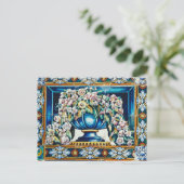 Aqua Flowers in vase, Plaza de Espana, Sevilla, Sp Briefkaart (Staand voorkant)