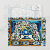 Aqua Flowers in vase, Plaza de Espana, Sevilla, Sp Briefkaart (Voorkant / Achterkant)