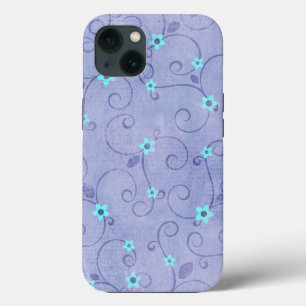 Aqua Flowers op Paars Case-Mate iPhone Case