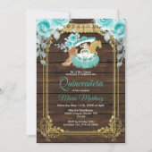 Aqua Flowers Princess Quinceañera Mexicaans Kaart (Voorkant)