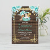 Aqua Flowers Princess Quinceañera Mexicaans Kaart (Staand voorkant)