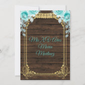 Aqua Flowers Princess Quinceañera Mexicaans Kaart (Achterkant)