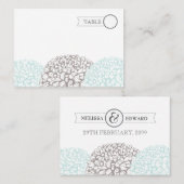  Aqua Flowers Suite Table Name Place Cards Plaatskaartje (Voorkant / Achterkant)